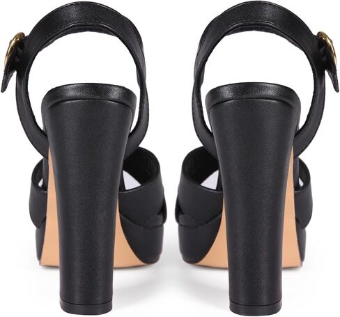 Women's High Heel Platform Sandals Chunky Heels Ankle Strap Open Toe Sandals Block Heeled Wedding Party Dress Shoes in Saudi Arabia