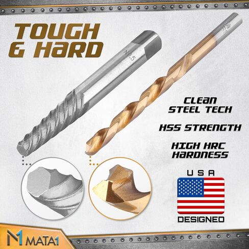 Left Hand Drill Bit Set - 10 pc, Silver & Gold - Metal Extractor Bits to Remove Stripped Broken Screws & Bolts w/Iron Storage Case in Saudi Arabia