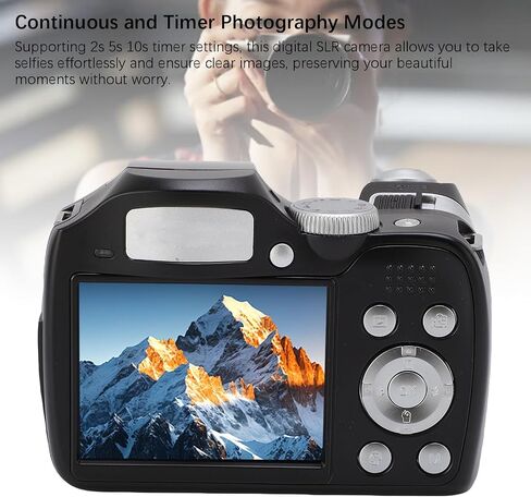 Digital Camera, 4K 60M DSLR Camera with LED Flash, LCD Screen, 12x Optical 6X Digital Zoom, Video Recorder for Travel Portrait Scenery (Black) in Saudi Arabia