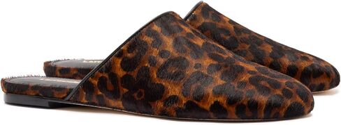Larroudé Venice Flat Mule In Leopard Print Calf Hair in Saudi Arabia