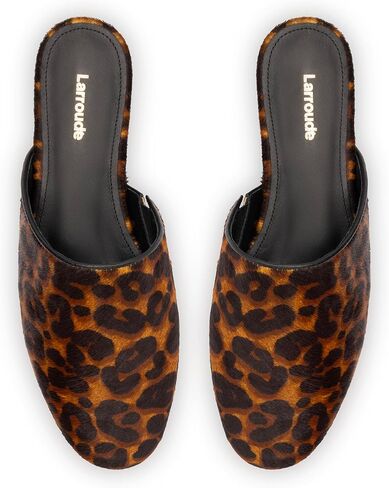 Larroudé Venice Flat Mule In Leopard Print Calf Hair in Saudi Arabia