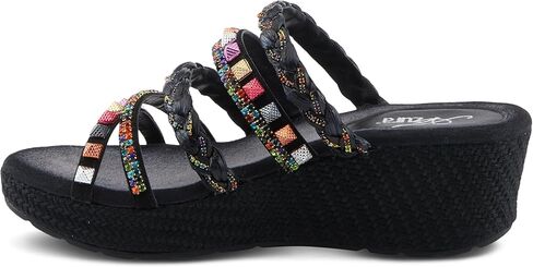 Azura Women's Laming Jewely Slide Sandals - Suede Upper ، chorishments crystal ، تصميم إسفين المنسوج ، مصنوع في الهند in Kuwait