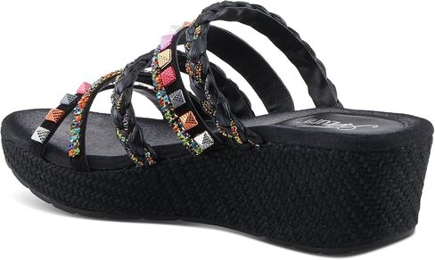 Azura Women's Laming Jewely Slide Sandals - Suede Upper ، chorishments crystal ، تصميم إسفين المنسوج ، مصنوع في الهند in Kuwait