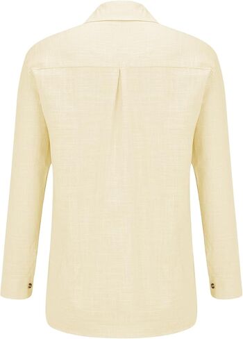 Long Sleeve Shirt Women Button Up Cotton Linen Tunic Tops Lightweight Gauze Loose Casual Blouses Clothes 2025 in Kuwait