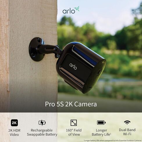 Arlo Pro 5S Spotlight Security Camera 2K (3 Cameras), Battery Charging Station & 3 Extra Batteries Bundle | Outdoor | Wireless with Spotlight | Dual-Band Wi-Fi | 12X Zoom, Color Night Vision | Black in Saudi Arabia