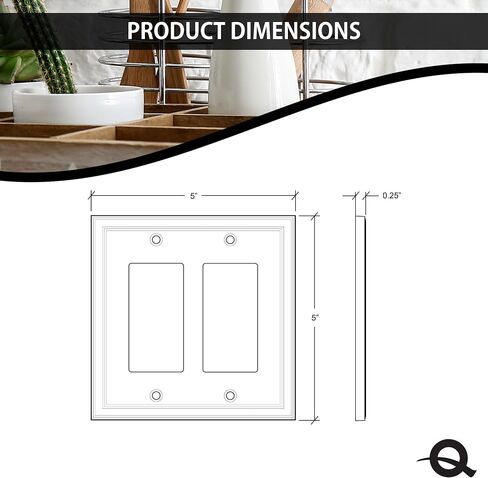 غطاء مفتاح إضاءة Questech ، لوحة حائط مزدوجة مزدوجة الروك للمنافذ الكهربائية ، 2-Gang مزدوج Decorator GFCI لوحة التبديل الحجم القياسي ، الكورنيش الزخرفي ، الأسود in Kuwait