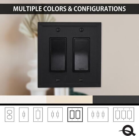 غطاء مفتاح إضاءة Questech ، لوحة حائط مزدوجة مزدوجة الروك للمنافذ الكهربائية ، 2-Gang مزدوج Decorator GFCI لوحة التبديل الحجم القياسي ، الكورنيش الزخرفي ، الأسود in Kuwait