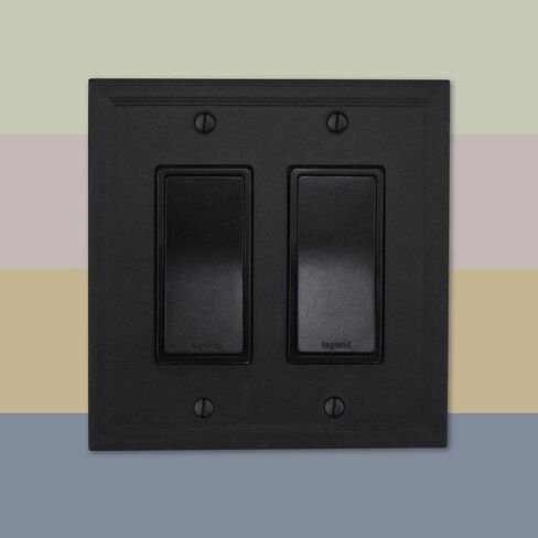 غطاء مفتاح إضاءة Questech ، لوحة حائط مزدوجة مزدوجة الروك للمنافذ الكهربائية ، 2-Gang مزدوج Decorator GFCI لوحة التبديل الحجم القياسي ، الكورنيش الزخرفي ، الأسود in Kuwait