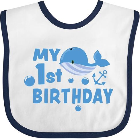 inktastic Nautical My 1st Birthday with Blue Whale and Anchor Baby Bib in Saudi Arabia