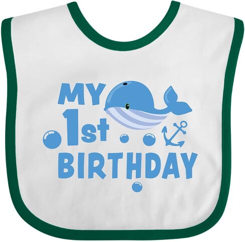 inktastic Nautical My 1st Birthday with Blue Whale and Anchor Baby Bib in Saudi Arabia