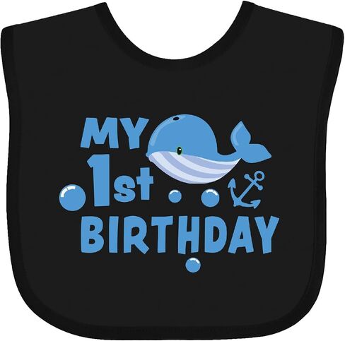 inktastic Nautical My 1st Birthday with Blue Whale and Anchor Baby Bib in Saudi Arabia