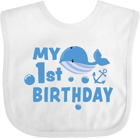 inktastic Nautical My 1st Birthday with Blue Whale and Anchor Baby Bib in Saudi Arabia