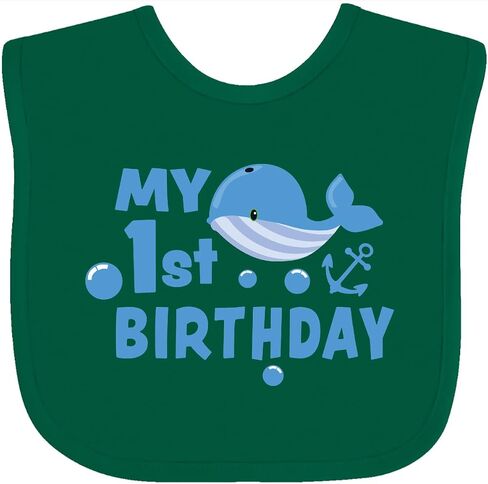 inktastic Nautical My 1st Birthday with Blue Whale and Anchor Baby Bib in Saudi Arabia