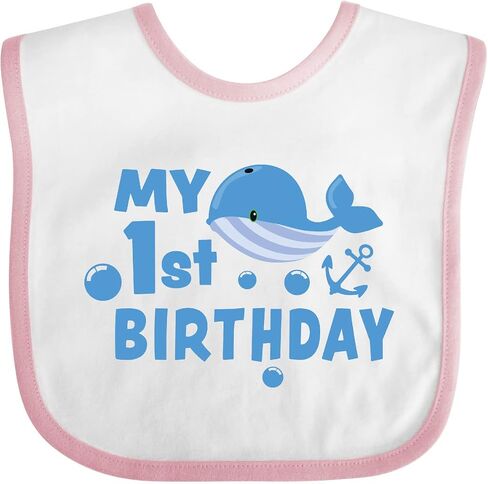 inktastic Nautical My 1st Birthday with Blue Whale and Anchor Baby Bib in Saudi Arabia