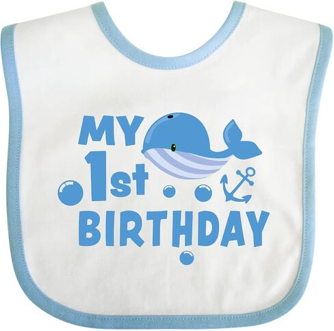 inktastic Nautical My 1st Birthday with Blue Whale and Anchor Baby Bib in Saudi Arabia