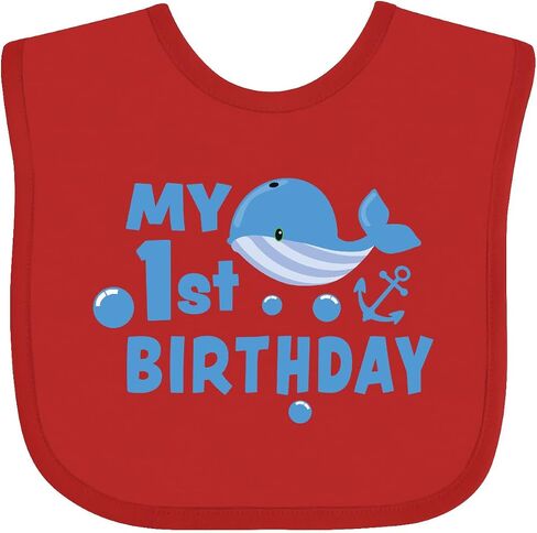 inktastic Nautical My 1st Birthday with Blue Whale and Anchor Baby Bib in Saudi Arabia