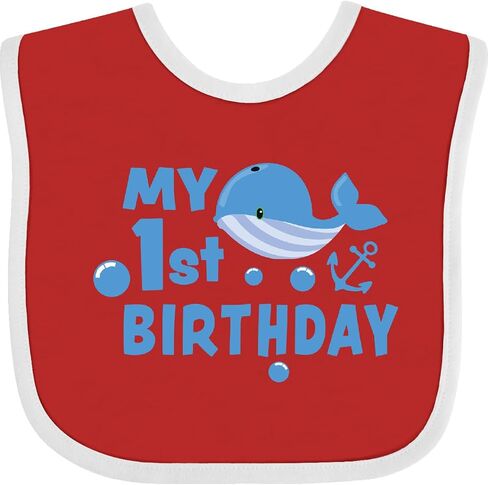 inktastic Nautical My 1st Birthday with Blue Whale and Anchor Baby Bib in Saudi Arabia