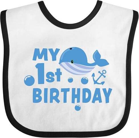 inktastic Nautical My 1st Birthday with Blue Whale and Anchor Baby Bib in Saudi Arabia
