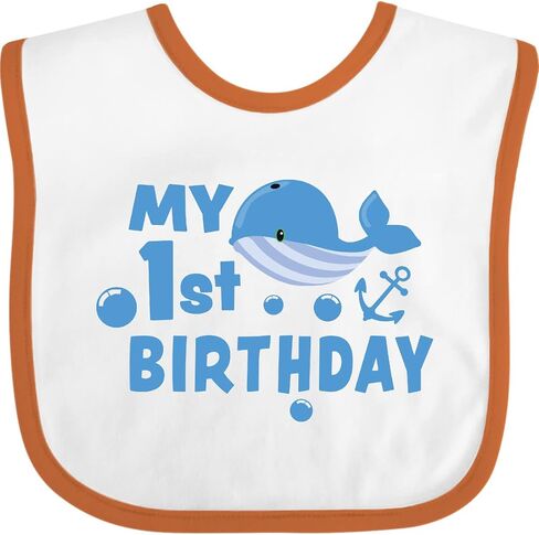 inktastic Nautical My 1st Birthday with Blue Whale and Anchor Baby Bib in Saudi Arabia