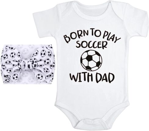J & J Boutiques Soccer Pink Onesie & 7 "Bow Headwrap - 6 أشهر in Kuwait