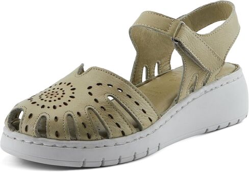 Spring Step Women's GALAVIS Leather Wedge Sandals – Closed-Toe Sporty Sandal with Hook-and-Loop Closure and Cushioned Footbed in Saudi Arabia