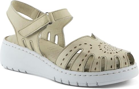 Spring Step Women's GALAVIS Leather Wedge Sandals – Closed-Toe Sporty Sandal with Hook-and-Loop Closure and Cushioned Footbed in Saudi Arabia