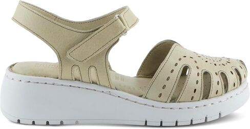 Spring Step Women's GALAVIS Leather Wedge Sandals – Closed-Toe Sporty Sandal with Hook-and-Loop Closure and Cushioned Footbed in Saudi Arabia