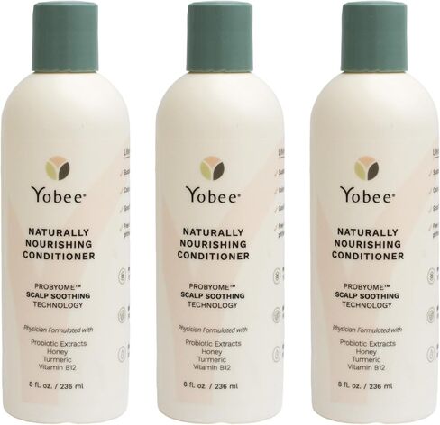 Yobee Naturally Nourishing Hair Conditioner - Dry, Itchy Scalp & Dandruff Relief - Hydrating w/Probiotic extracts, Honey, Turmeric, Vitamin B12, Coconut & Avocado Oil - Adults and Children (1) in Kuwait