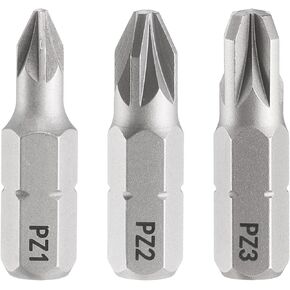 HARFINGTON 3pcs PZ1/PZ2/PZ3 Pozi Screwdriver Bit 1/4" Hex Shank 25mm/1" Length Magnetic Phillips Slotted Hex Bits S2 Steel Screw Driver Bit