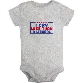 iDzn I Cry Less Than A Liberal Funny Romper, Newborn Baby Bodysuit, Infant Cute Jumpsuit, 0-24 Months Kids One-Piece Outfits