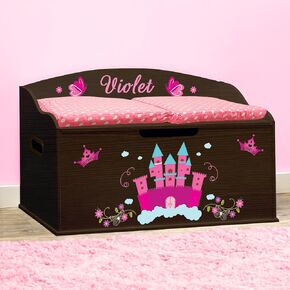 Dibsies Personalized Creative Wonders Toy Box ، Princess ، 30 × 19.25 × 18 بوصة ، غطاء ناعم (أبيض)