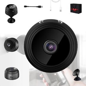 Laidanyou Camera, 1080p Indoor Hidden Camera Wireless, Outdoor Wireless 1080p HD, Magnetic Mini Security Cameras, With Night Vision, App Control, Weatherproof Function (Black 1PCS) (Black 2PCS)