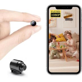 Small Wireless WiFi IP Camera,HD1080P Portable Mini Camera with Video Recording Live Feed,Baby Monitor,Nanny Cam,with Night Vision, Motion Detection,Cloud Storage for Security with iOS Android APP