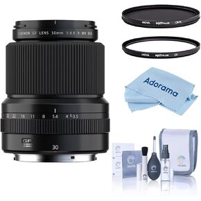 Fujifilm GF 30mm f/3.5 R WR Lens, Black, Bundle with Hoya 58mm UV and CPL Filters