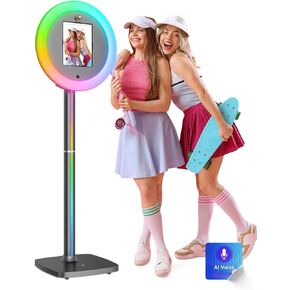 Portable Photo Booth for iPad 10.2in/10.9in/11in - Selfie Photobooth Shell with RGB Light Ring, Music Sync, Remote Control & Stand - Ideal for Parties, Events, Rentals