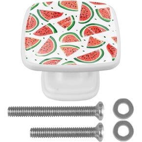 4 Pieces Cool Watermelon Cabinet Knobs Pulls Handle for Dresser Drawer, 1.18 in Square Pulls and Knobs for Kitchen Closets Nursery