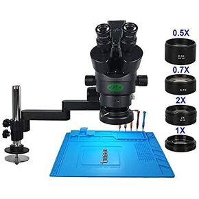 38MP 90X Rotatable Stand Trinocular Stereo Soldering Microscope HDMI USB Digital Camera 56 LED Light for Mobile Phone Repair (Color : 38MP White) (38mp Black)