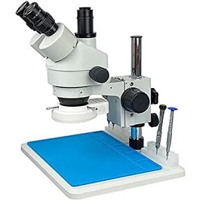 3.5X-90X 7-45X Trinocular Stereo Zoom Microscope Soldering Big Table Stand with 0.5X 2.0X Objective Lens Repair Tools (Color : 7 45X BK) (7 45x Wh)