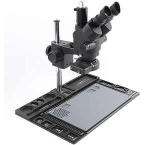 3.5X-90X Continuous Zoom Simul Focal Trinocular Stereo Microscope 144 LED Ring Light Phone Repair Platform for PCB Soldering (Color : B Magnification : 7 45X(1X)) (A 3.5 45X (0.5X 1X))