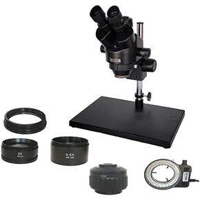 Microscope Russia 7-45X 3.5X-90X Trinocular Stereo Zoom Big Table Stand Microscope with 0.5X 2.0X Auxiliary Objective Lens (Color : 3.5X 90X CTV0.5 BK) (3.5X 90x 0.5X Bk)