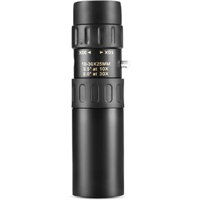 Portable Monocular Metal Monocular Telescope 10-30x25 Monocular Binoculars Telescope Supports Smartphone with Light for Adult Bird Watching Outdoor Travel (Single Telescope)