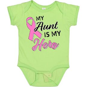 inktastic My Aunt Is My Hero- Breast Cancer Awareness Baby Bodysuit