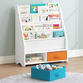 Utex Kids Sling Bookshelf - Magazine Magazine Rack مع منظم ، منظم الكتب (Espresso)
