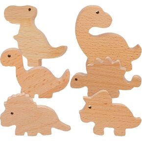 Alipis 6set Adorable Wooden Dinosaur Drawer Knobs Unique Animal Cabinet Pulls for Boy Girl Dresser Decor with Screws Adhesive for Nurseries Vanities