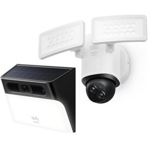 eufy Security Solar Wall Light Cam S120, Solar Security Camera, Wireless Outdoor Floodlight Camera E340 Wired, 360° Pan and Tilt
