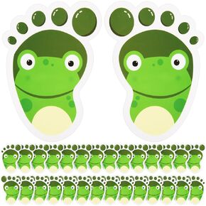 15-Pairs Cartoon Animals Guide Self-Adhesive Footprints Stickers Floor Decals for Room Party Nursery Floor Stairs Decor (Frog)