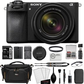 Sony a6700 Mirrorless Camera with 18-135mm Lens Bundle with UV Filter + 64GB Memory Card + Photo Starter Kit + Battery Charger + Camera Case (6 Items)