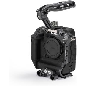 Full Camera Cage Compatible with Canon R3 | Cold Shoe Receivers | 1/4"-20 and 3/8"-16 Threads | Bottom Plate | Aluminum Alloy and Stainless Steel Build - Black (Cage Basic Kit)