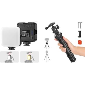 NEEWER NL-36AI LED Video Light, Portable Photography Lighting, Rechargeable Bi Color Dimmable Soft Camera Panel Light for Vlogging Video Recording, TP09 Carbon Fiber Mini Phone Tripod Included