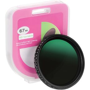 PATIKIL 67mm ND Filter, Variable ND Lens ND2-ND400 Adjustable Neutral Density Filter Slim Optical Glass with Cap for Camera Lens Video Vlog Portrait Photography, Black
